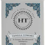Harney &amp Sons HT Vanilla Comoro Decaf Black Tea 20 Sachets in Tin Decaffeinated black tea creamy vanilla flavor smoot (New)