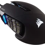 Corsair Scimitar RGB Elite Wired MMO MOBA PC Gaming Mouse   Black 18000 DPI 17 Programmable Buttons Adjustable Key Sl (New)