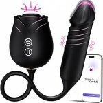 Dildo Women Toys MOOLIGIRL APP Control Rose Sucking Vibrater Vibrating Thrusting Dildos for Clit Nipple (New)