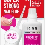 KISS PowerFlex Nail Glue for Press Ons Super Strong Brush-On Clear Formula Brush-On Nail Glue: Quick Drying Long-Lasti (New)