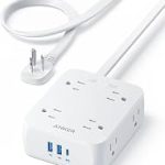 Anker Power Strip with 2000J Surge Protector 5ft Outlet Extender 20W 8AC Flat Plug Extension Cord with Multiple Outle (New)