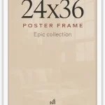Americanflat 24x36 Poster Frame - Engineered Wood - White Polished plexiglass front hangs vertical or horizontal sawto (New)