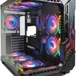 SZSKYING Mid-Tower Gaming ATX PC Case 9 ARGB Fans with Remote Tempered Glass 360mm Radiator Type-C Black (New)
