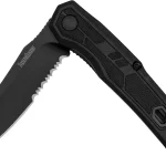 Kershaw Appa Pocket Knife All-Black 275 Inch Steel Partially Serrated Reverse Tanto Blade Assisted Opening Reversibl (New)