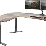 Vari ComfortEdge L-Shape Standing Desk 80x60 Reclaimed Wood/Slate Three-Motor Lift Four Height Presets Contoured Fro (New)