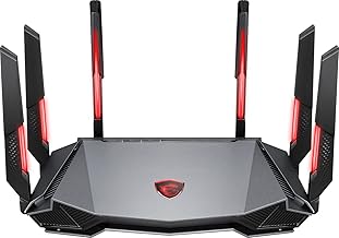 61Bchl940mL._AC_UY218_ MSI Radix AXE6600 WiFi 6E Tri-Band Gaming Router AI QoS RGB 1.8GHz Quad-Core Processor MU-MIMO Tri Band Gigabit Wirel (New) - Image 1