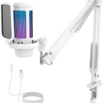 TONOR Gaming Microphone Arm Set RGB Condenser Mic with Boom Arm Quick Mute Adjustable RGB Brightness Pop Filter Shock (New)