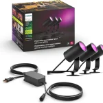 Philips Hue Lily Outdoor Smart Spotlight 3-Pack White &amp Color Ambiance LED Walkway Lights Low Voltage Lighting Requi (New)