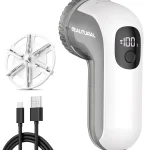 BEAUTURAL Fabric Shaver and Lint Remover Portable Sweater Defuzzer Rechargeable 3 Speeds 6 Leaf Blades Digital LED D (New)
