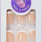 Kiss Impress No Glue Mani Press On Nails Model Classic French Manicure Kit 30 Light Neutral White Tip Short Squoval (New)