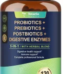 Totaria 5-in-1 Probiotic Prebiotic &amp Postbiotic for Women Men 60 Billion CFU 24 Strains w/Digestive Enzymes Prebiotic Fi (New)