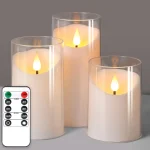 NURADA Flameless Candles with Remote Timer: 3D Wick Battery Operated Led Pillar Unbreakable Acrylic Fake Candle Set for Ho (New)