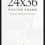 Americanflat 24x36 Poster Frame - Slim Molding - Black Polished plexiglass front hangs vertical or horizontal sawtooth (New)