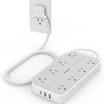 TESSAN Power Strip Surge Protector 6FT Flat Plug Extension Cord 8 Outlets 3 USB Charger 1 USB C 1080 Joules Protectio (New)