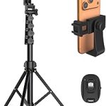 Liphisy 64” Tripod for Cell Phone Camera with Remote and Phone Holder Sturdy Stable Height Adjustable Multi-Angle Sh (New)