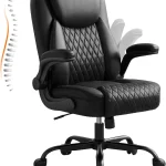 GTPLAYER PU Leather Office Chair Home Desk Chair with Flip-up Arms Modern Ergonomic Back Memory Foam Cushion Comfy E (New)