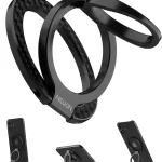 Nillkin FiberSnap MagSafe Phone Ring Holder Magnetic Kickstand - Black Double-Sided Magnets Carbon Fiber Compatible wi (New)
