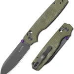 Kizer Pokiman CS Pocket Knife 316&quot Sheepsfoot D2 Blade Folding Knife Olive Green Micarta Handle Gray PVD Coating &amp St (New)