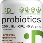 Probiotics 200 Billion CFU Per Serving 40 Strains 240 Veggie Capsules Gut Immune &amp Digestive Health Support for Men &amp (New)