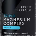 Sports ResearchÂ® Triple Magnesium Complex 300mg 120 Veggie Capules Cheleated Magnesium Glycinate Taurinate &amp Malate C (New)
