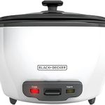 BLACK+DECKER Rice Cooker 6-Cup Cooked with Steaming Basket Removable Non-Stick Bowl White (New)