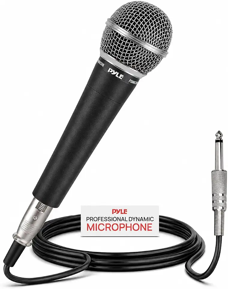 61MWHEntolL._AC_UL960_FMwebp_QL65_ Pyle Microphone Dynamic Cardioid XLR Cable Included Unidirectional Rugged Construction Built-in Pop Filter Perfect f (New) - Image 1