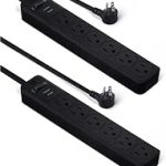 Amazon Basics Rectangle 6-Outlet Surge Protector Power Strip with Circuit Breaker 600 Joule 2ft Cord Black 2-Pack (New)