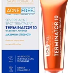 AcneFree Terminator 10 Acne Spot Treatment with Benzoyl Peroxide 10% Maximum Strength Acne Cream Treatment 1 Ounce - Pack (New)