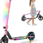 SIMATE Electric Scooter for Kids 6-14 e Kick Scooter with LED Display and Colorful Lights Adjustable Height and Foldabl (New)