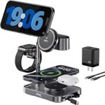 Acer 25W Wireless fast Charging Station 6 in 1 magsafe charger stand S5 wireless charger with night light magnetic doc (New)