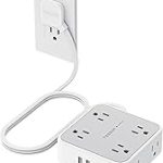 TESSAN Surge Protector Power Strip with 900J Surge Protection 5 Ft Grey 8 AC with 3 USB Ports 1 USB C Flat Plug Ext (New)