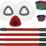 Mop Replace Heads Mop Handle and Base Replacement for O Cedar EasyWring 1-Tank Spin Mop System 2 Microfiber Mops Refills (New)