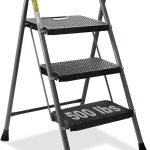 GOLYTON 3 Step LadderStep Stools for Adults 500lbs Capacity Step Stool Foldable Steel Ladder for Household and Offic (New)