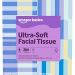 Amazon Basics Ultra-Soft 3-Ply Premium Facial Tissues 264 Count 4 Cube Boxes of 66 Previously Presto! (New)