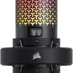 Corsair VOXARA USB RGB Gaming Streaming Condenser Microphone   Black 192kHz/32-Bit Audio OLED Screen Built-In Shock Mo (New)