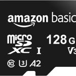 Amazon Basics microSDXC Memory Card with Full Size Adapter A2 U3 Read Speed up to 100 MB/s 128GB Black (New)