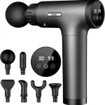 Gvber Massage Gun Deep Tissue Muscle Massager 30 Speeds 6 Heads Grey Quiet Handheld Percussion Massager for Athletes (New)