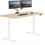 Vari ComfortEdge Electric Standing Desk 72x30 Light Wood/White Sloped Front Edge Dual Motors Four Memory Presets Sc (New)