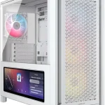 CORSAIR Frame 4000D LCD RS ARGB Modular Mid-Tower ATX PC Case   White XENEON EDGE LCD Touchscreen InfiniRail Fan Mounti (New)