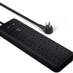 Amazon Basics 12-Outlet Surge Protector Power Strip 4000 Joules 8ft Extension Cord Rectangle for Home Office Gaming (New)
