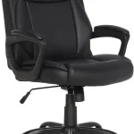 Amazon Basics Classic Puresoft PU Padded Mid-Back Office Desk Chair with Armrest Easy Assembly Sturdy Metal Base Wheel (New)