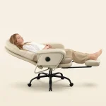 FLEXISPOT HC4 2-in-1 Chaise Lounge Chair Indoor PU Leather Beige White Home Office Chairs with 90-165Â° 4-Level Reclini (New)