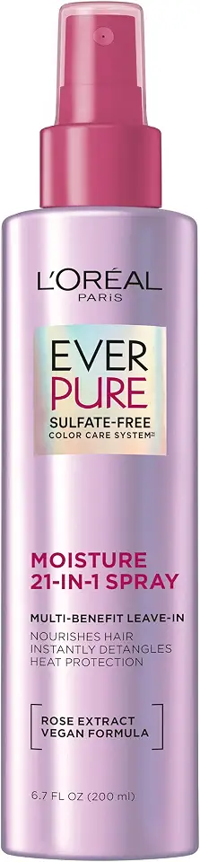 61YqEHx13VL._AC_UL960_FMwebp_QL65_ L'Oreal Paris EverPure Moisture 21-in-1 Leave In Conditioner Multi-Benefit Heat Protectant Spray for Hair Up to 450°F De (New) - Image 1