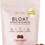 Arrae Bloat Gummies Sugar-Free with Fiber Peach Lemon 60 Count Ginger Lemon Balm &amp Dandelion Vegan Gluten-Free No (New)