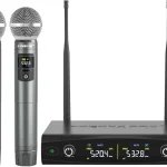 Phenyx Pro Dual UHF Tunable Frequency Wireless Microphone System PTU-52-2H 2 Metal Mics 2 x 30 Frequencies 200 ft Rang (New)