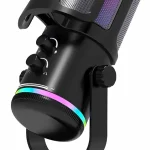HeyFiFan Gaming USB Microphone for PC PS4/5 - Condenser Mic with Quick Mute RGB Indicator Desktop Stand Pop Filter Gain C (New)