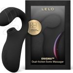 LELO Enigma Double Sonic Triple Stim G-Spot Clit Toy Black This triple stimulation massager pairs a sonic clit toy (New)