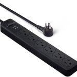 Amazon Basics Surge Protector Power Strip 6-Outlet 790 Joules 6ft Extension Cord Black LED Indicator (New)