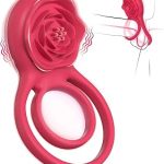 Vibrating Cock Ring with Rose Clitoral Stimulator Pleasure Ring Couples Toys for Men Women 7 Vi (New)