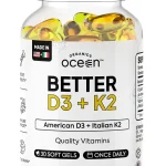 Organics Ocean Better D3K2 Vitamin Supplement 30 Softgels 3000 IU VegD3 from algae 50 mcg MenaQ7 K2 daily bone heal (New)
